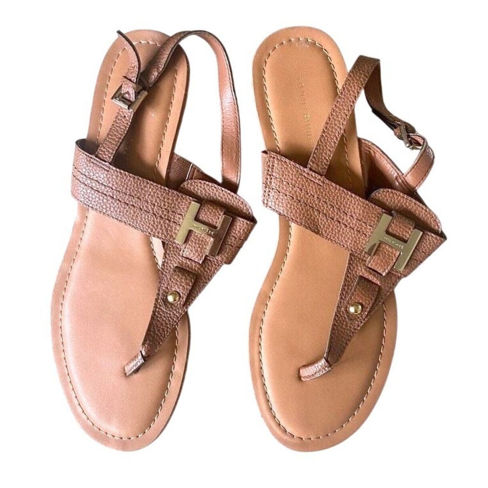 Womens Tommy Hilfiger Sling Back Gold Accent Thong Shoes- Beautiful- Size 9.5